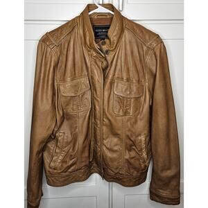 Lucky Brand Leather Jacket Women's Siz Extra Large Soft Lambskin Lamb Cognac Tan
